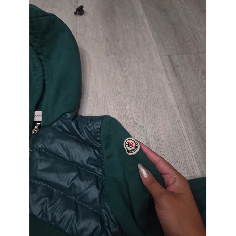 Moncler Forest Green Casual Kids Hooded Jacket With Zipper Closure - Picture 10 of 13